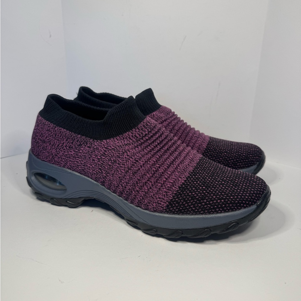 HYPER  boost Memory Foam Womens Purple Black Flex Knit Loafers 8.5